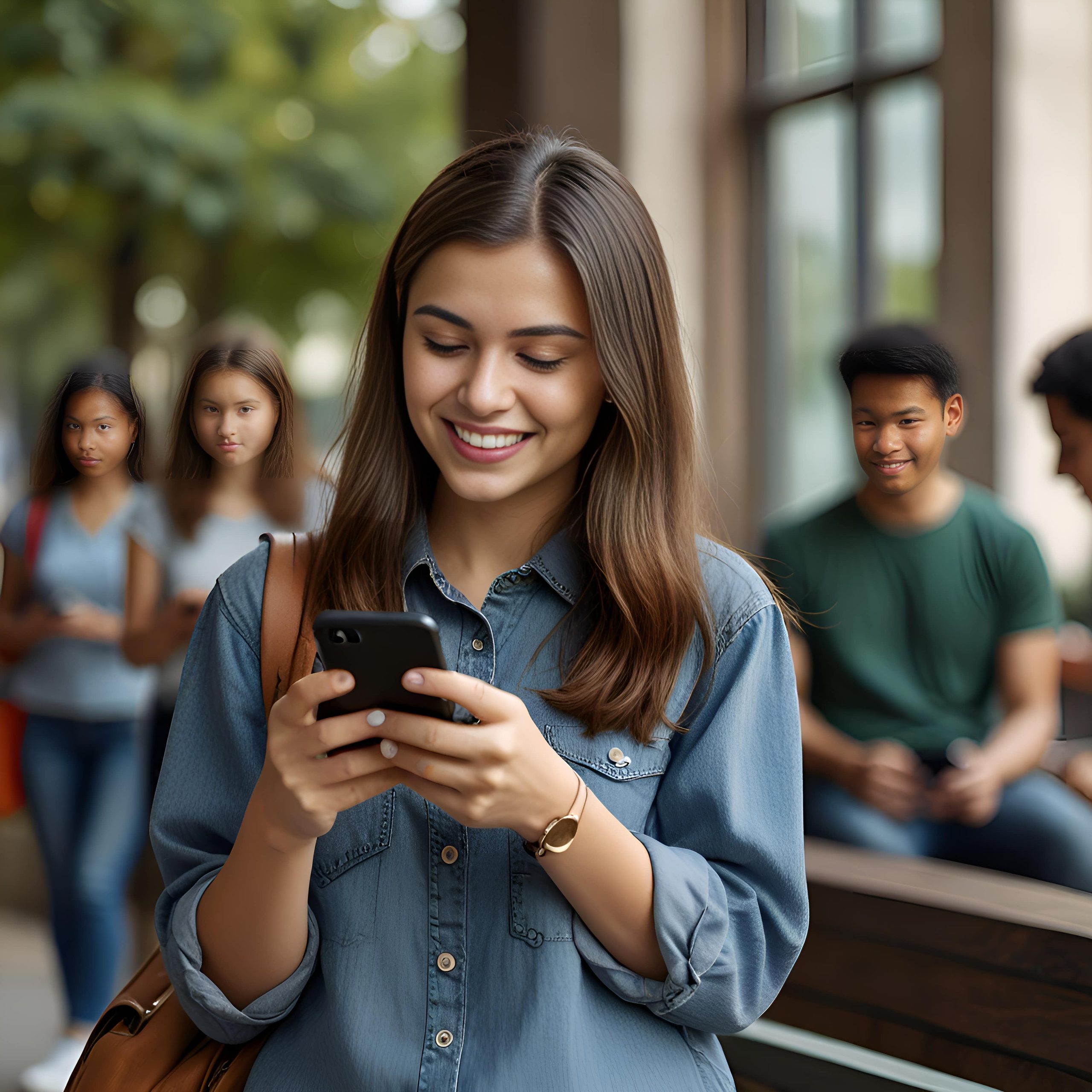 a girl with phone