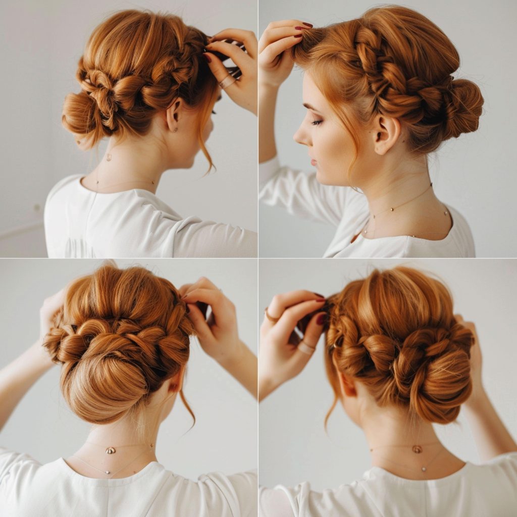 woman braided bun hairstyle