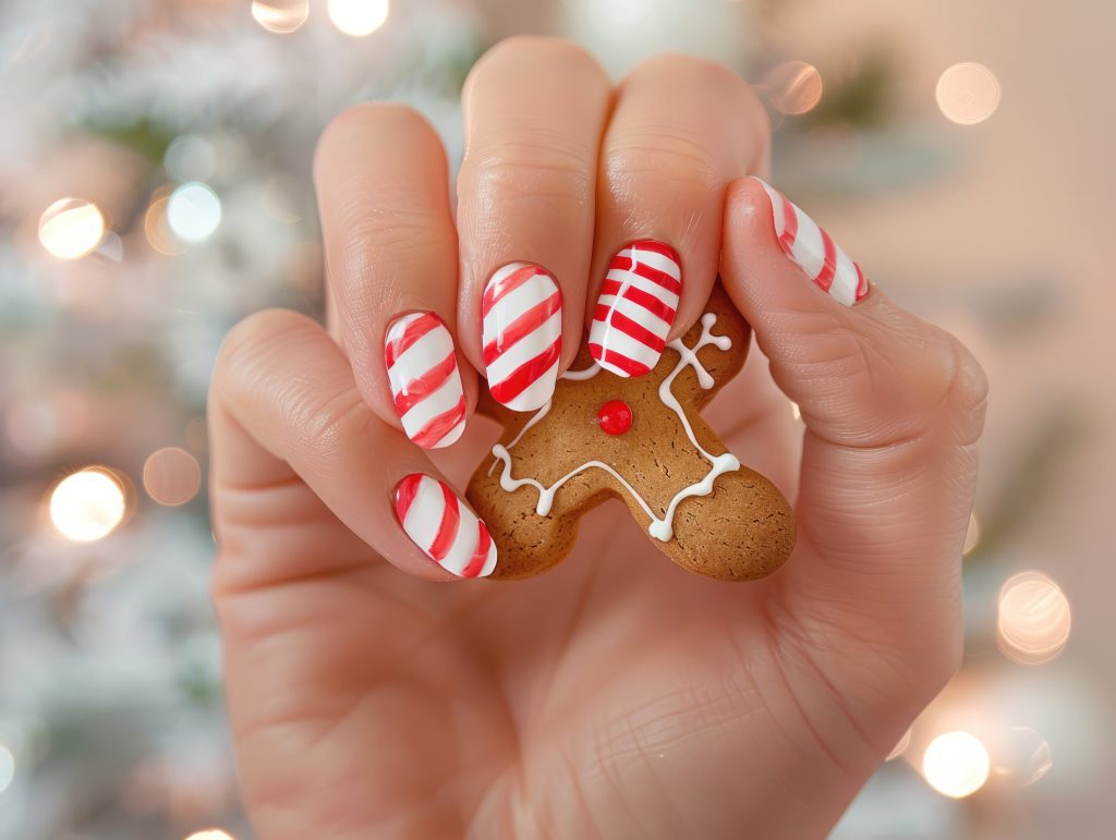 candy cane tips nail art