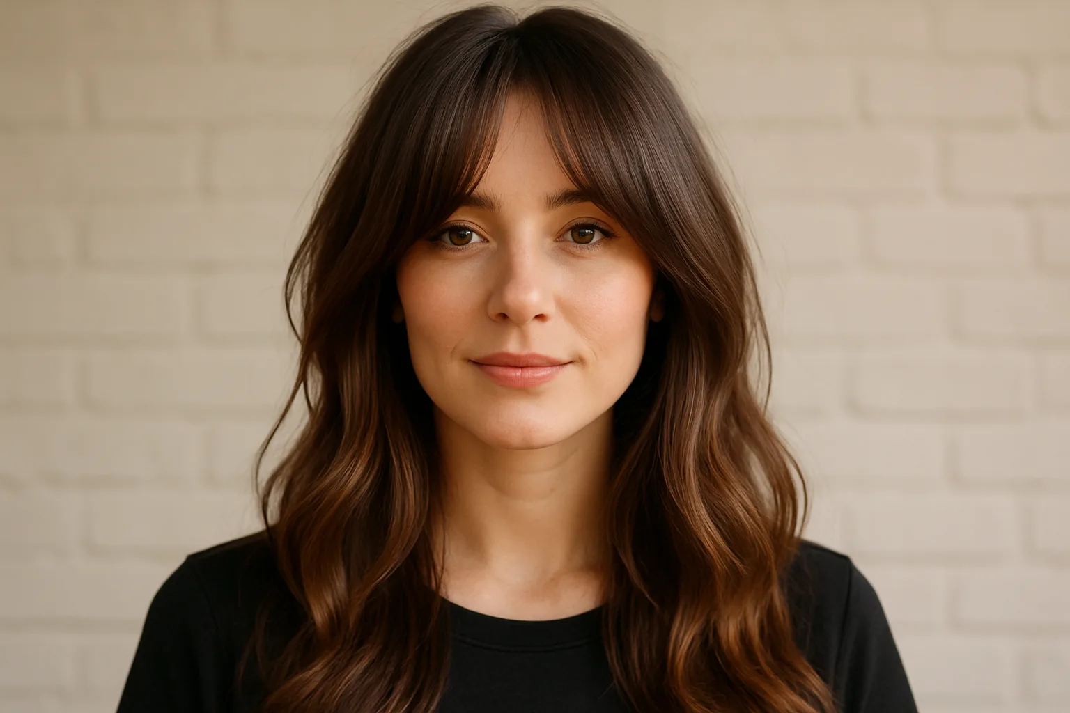 curtain bang hair look