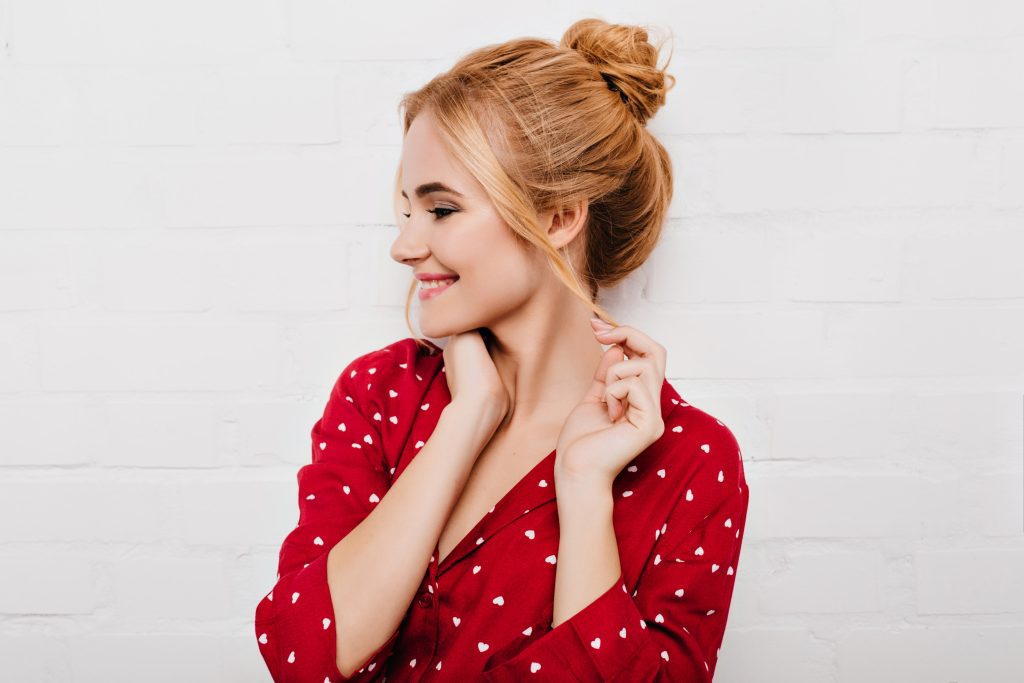 Messy Bun with Curtain Bangs