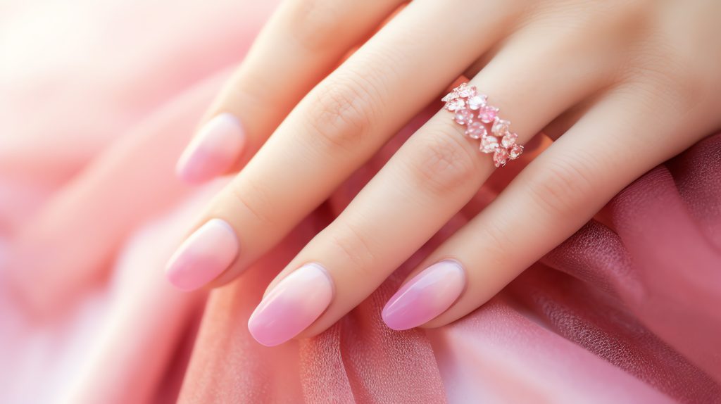 Pink Ombre with floral art nail