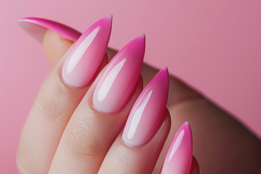 Rose pink ombre nails